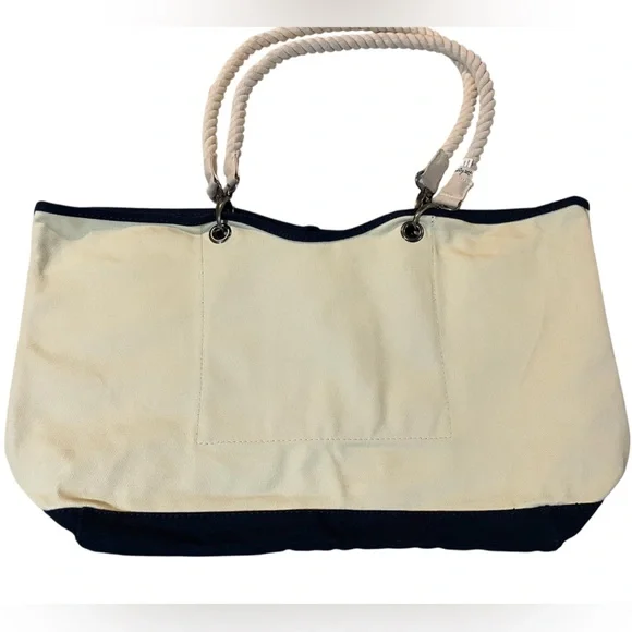 Thirty-One Anchor Canvas Tote - Navy and Cream - Picture 3 of 7